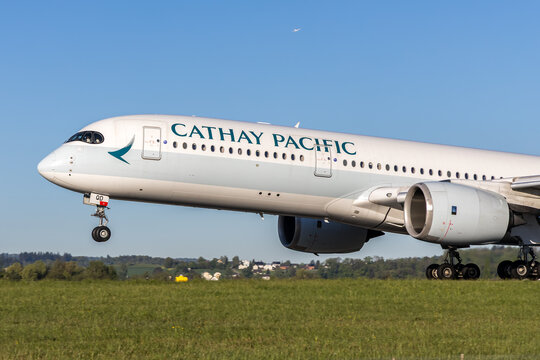 Cathay Pacific Airbus A350-900 airplane at Zurich airport in Switzerland