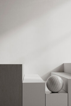 Low angle abstract blocks with sphere and light