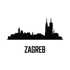 Naklejka premium zagreb city skyline silhouette architecture buildings spires