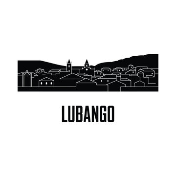 lubango city skyline silhouette black white background
