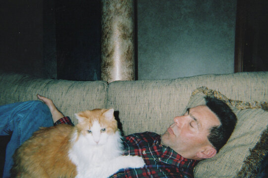 Shot on Film: Man Asleep with Fluffy Cat