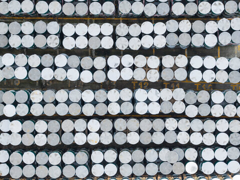 Geometric Pattern of Chemical Drums in Industrial Storage