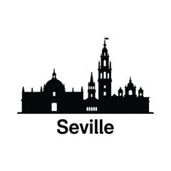 Fototapeta premium seville skyline silhouette on white background cityscape