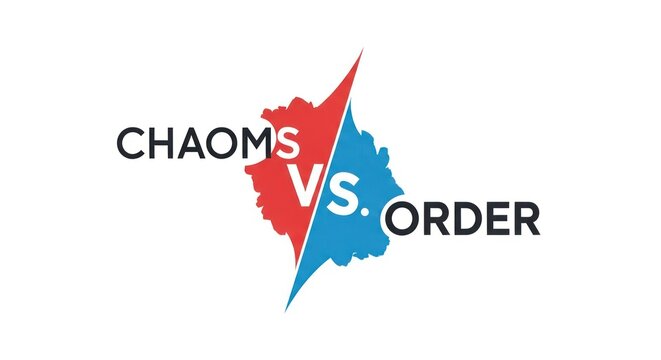 Chaos versus Order Conflict Concept Logo.