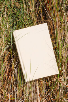 Blank book in coastal beach grass 