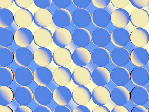 Circles on a Blue and Cream Pattern Create a Textured Design