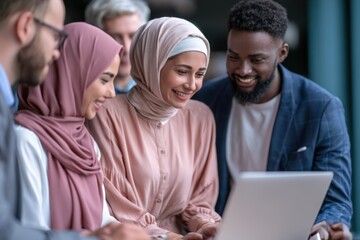 Obraz premium Corporate Muslim Team Collaborating Together