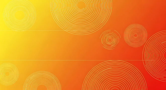 Abstract digital network orbs on orange gradient with abstract gradient background technology connection communication structure geometric
