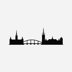 Naklejka premium city skyline silhouette on white background architecture