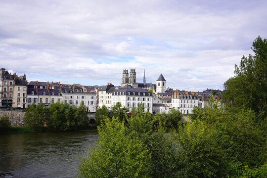 Scenic view of Orleans city architecture with the historic cathedral along the river