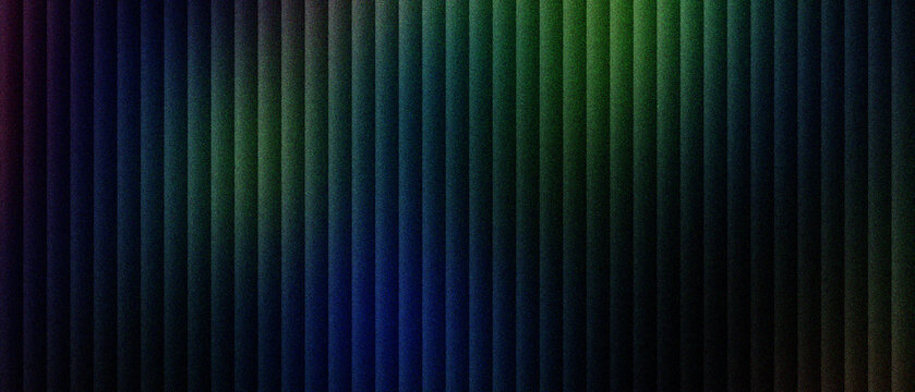 Abstract dark fluted glass texture with green and blue light, vertical ribbed pattern background for modern web design, elegant corrugated glass surface with soft glowing gradient effects.