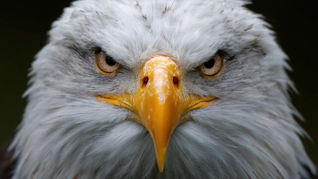 Close-up of a majestic bird of prey's face, displaying sharp gaze and detailed features