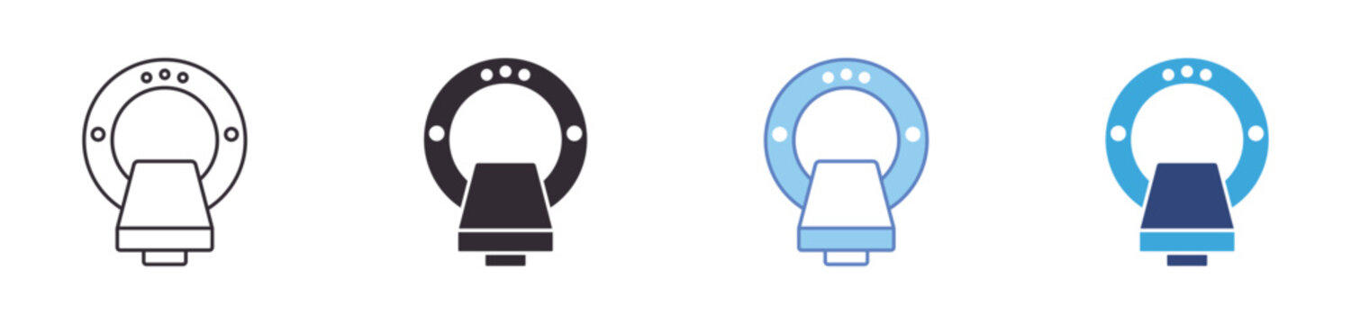MRI Scanner Icon Set, medical imaging machine symbol, diagnostic scan and healthcare technology, radiology and hospital equipment, vector icons