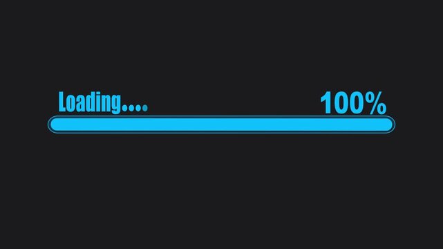 Blue progress bar with text loading 39 percent on dark background status