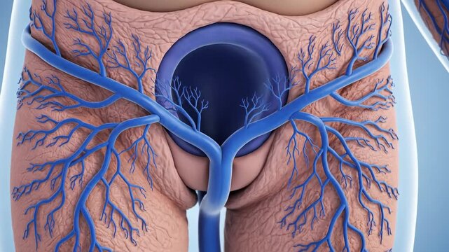 3D animation: Camera travels through female vaginal venous plexus