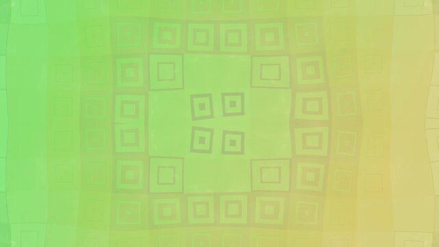 Dynamic green and yellow geometric square pattern with soft gradient lighting, layered translucent shapes, subtle glow effects, and smooth flowing motion creating a modern visual backdrop.