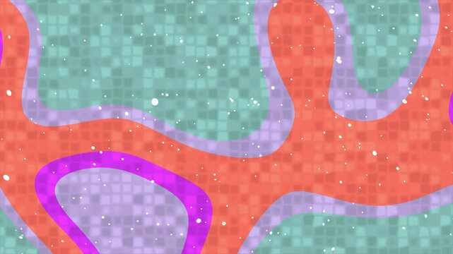 Abstract colorful mosaic background with wavy organic shapes and pastel colors.