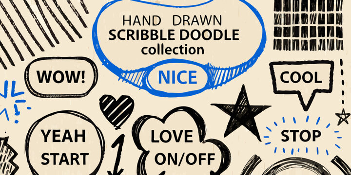 scribble doodle collection vector speech bubble heart