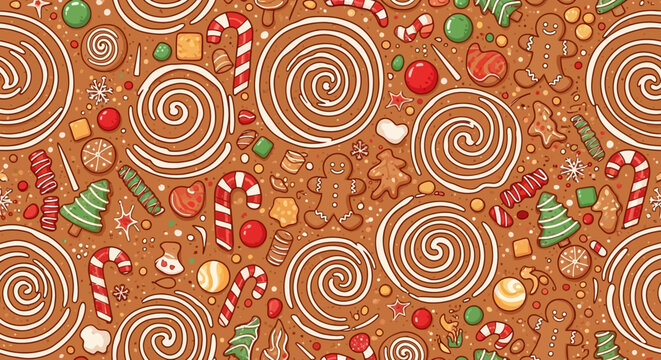 Christmas Gingerbread Cookies and Candy Pattern