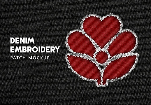 Denim Embroidery Patch Mockup