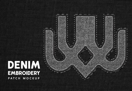 Denim Embroidery Patch Mockup
