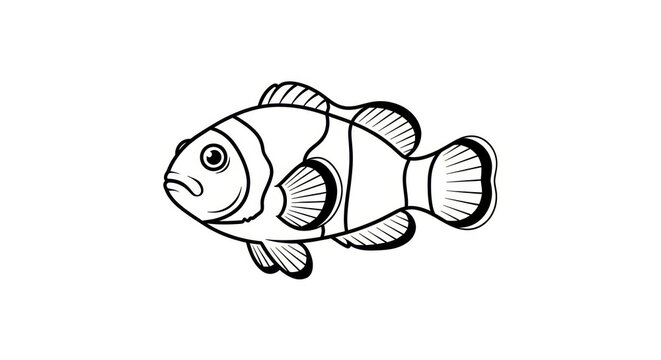 Black and white fish illustration.