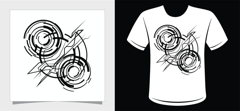 Cyberpunk technical circle geometric t-shirt design