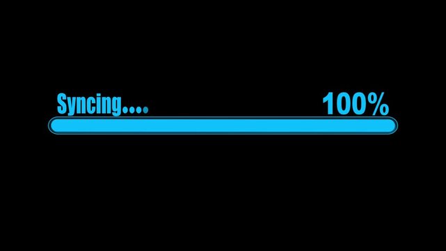 Blue progress bar showing ninety three percent synchronization on black