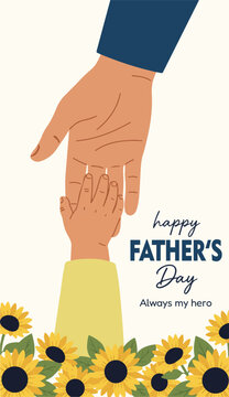 Happy father's day always my hero greeting card with sunflower border, greeting