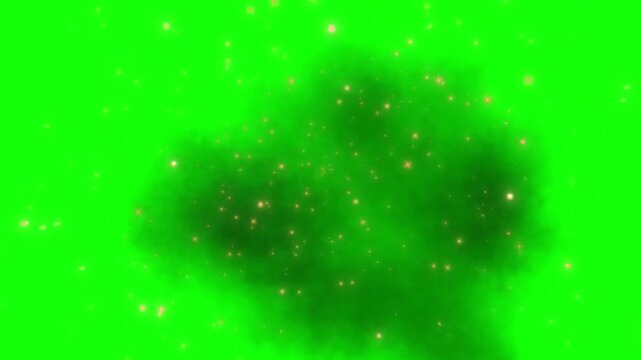 Animated gold particles explosion on green screen background for video projects