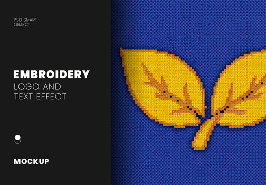 Embroidery Logo And Text Effect Mockup