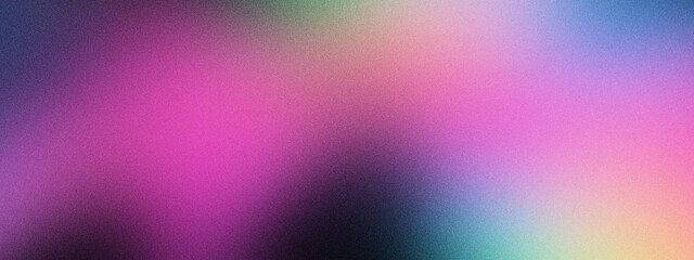 Vibrant gradient background with grainy texture. Abstract neon mesh blur in pink, purple, and blue hues. Soft colorful light leak aesthetic for modern digital art, web design, and social media.