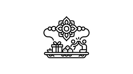 Naklejka premium A minimalist line art icon depicting the Raksha Bandhan festival celebration.