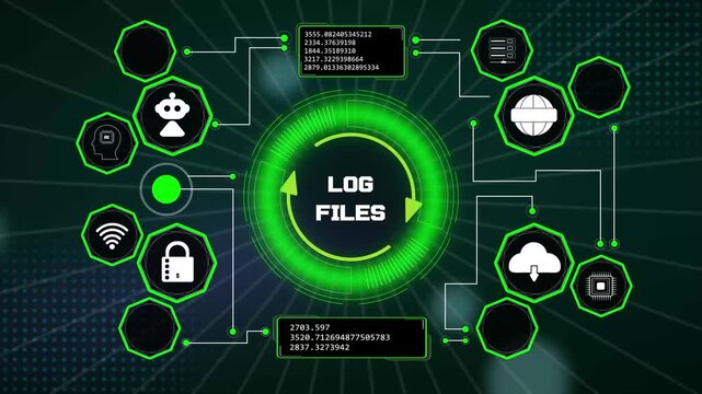 Professional log files network dashboard displaying automated diagnostic tracking and secure database connections