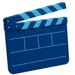 Fototapeta premium blue striped film clapperboard isolated background cinematic movie slate tool for filmmaking production scene marker audio video synchronization creative industry symbol iconic equipment