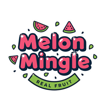 Melon Mingle Logo Design Featuring Watermelon Fruit Elements.