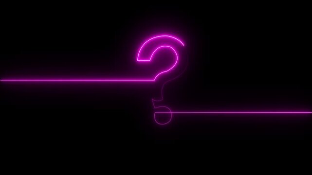 Futuristic Blue Neon Question Mark with Glowing Light Line on Dark Background Digital Technology Concept Animation 4k video