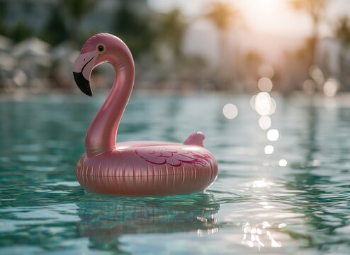 Flamingo Pool Float in Serene Waters