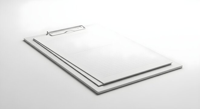 Clipboard with lined paper on white background