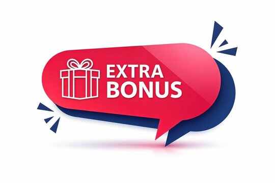 Extra bonus gift speech bubble with present icon