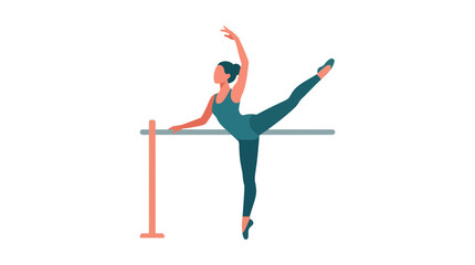 A graceful ballerina performing a ballet pose at a practice barre. © Suhadi_Martodimejo