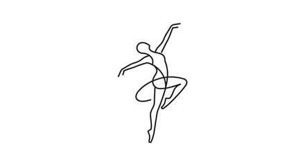 Minimalist continuous line drawing of a graceful ballerina dancing. © Suhadi_Martodimejo