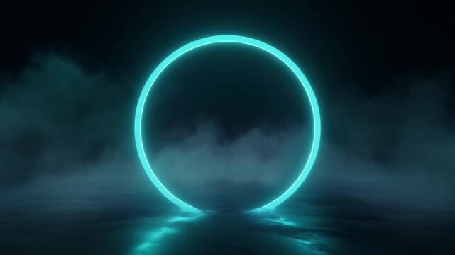 Mysterious glowing ring suspended in a dark, ethereal cloudy atmosphere