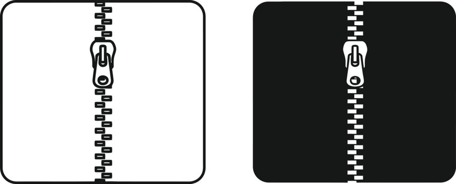 Two zippered rectangles black and white graphic design elements