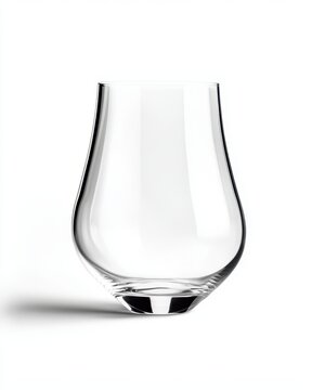 Empty modern brandy snifter glass close up base view on white background
