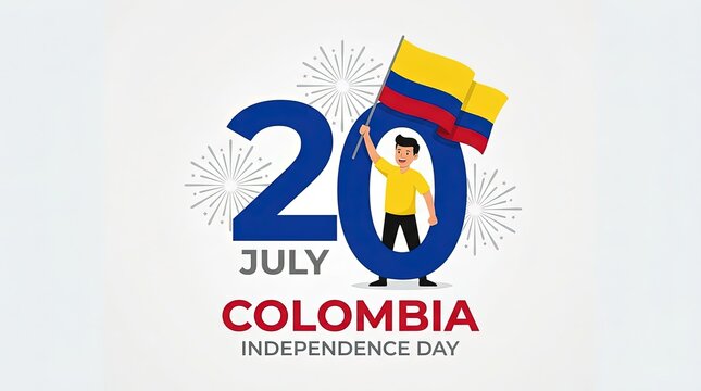 Celebration of Colombia Independence Day with colorful flag and festive design