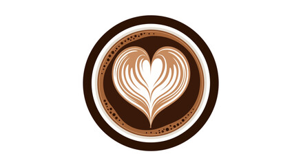 Heart-shaped latte art in coffee cup illustration
