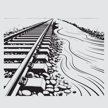Train derailing on rocky railway track