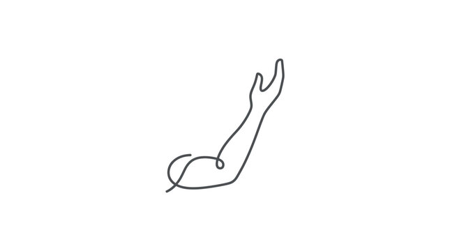 Minimalist continuous line drawing of a muscular human arm flexing.