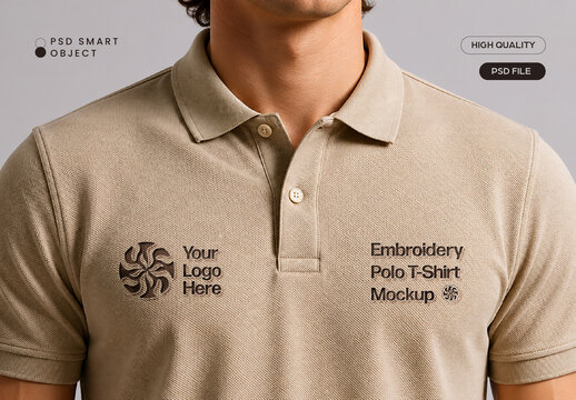 Embroidery Polo T-Shirt Mockup